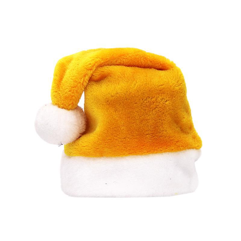 Available: Red/Blue/Pink/Green/Yellow Santa Hat - Short Plush, Brushed Finish for Adults, Holiday Party Christmas Decoration.