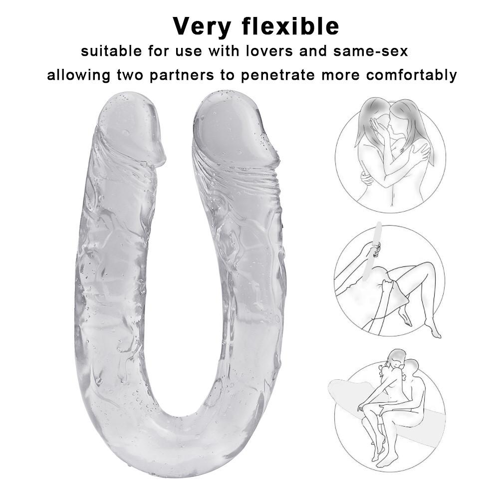 Weicher Dildo Doppel Realistischer Lesben Vaginal Anal Butt Plug Gefälschter Penis Sexspielzeug für Frauen Paare Homosexuell Erwachsene Produkte