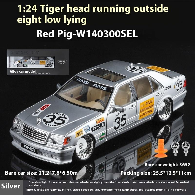 1/24 Mercedes Benz S W140 320SEL Modifizierte Version Legierung Rennwagen Diecast Modell Ton & Licht Spielzeug Computer Desktop Ornamente