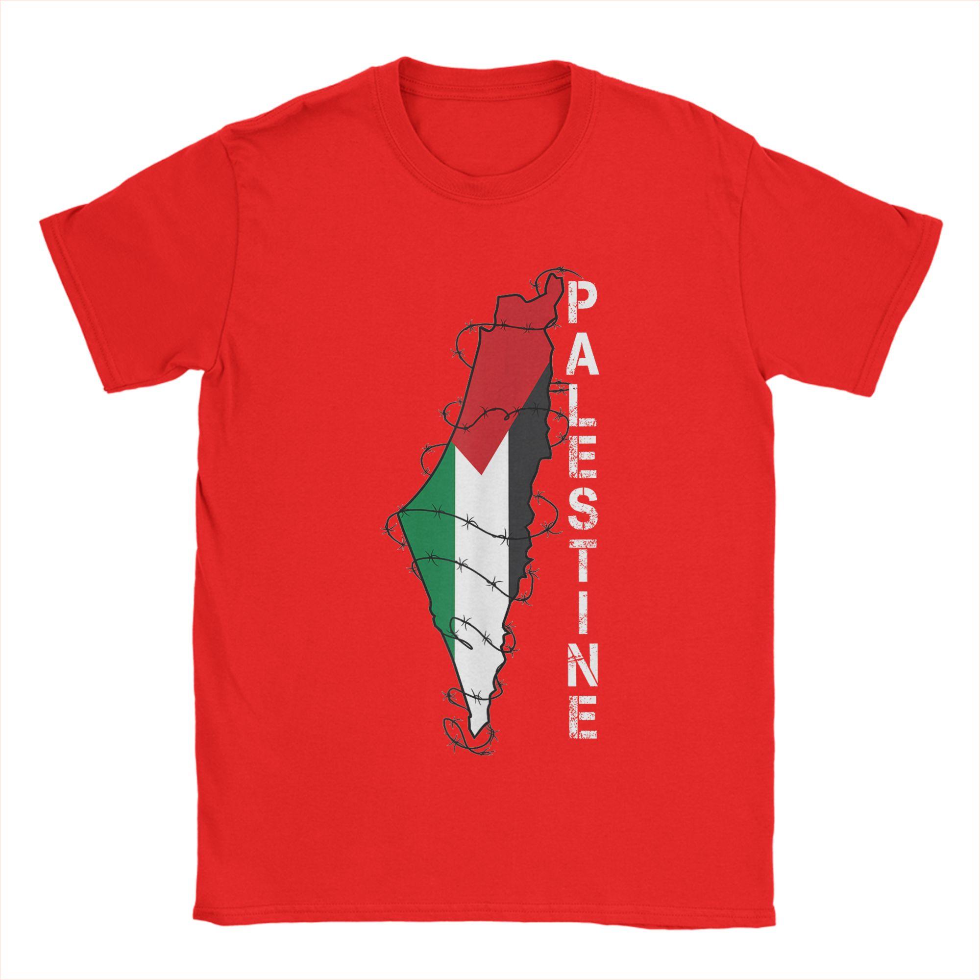 Kufiya Palestine Keffiyeh Flag T-Shirt Palestinian Map T-Shirts Short-Sleeved Streetwear Tops Summer Cotton Plus Size Clothes M