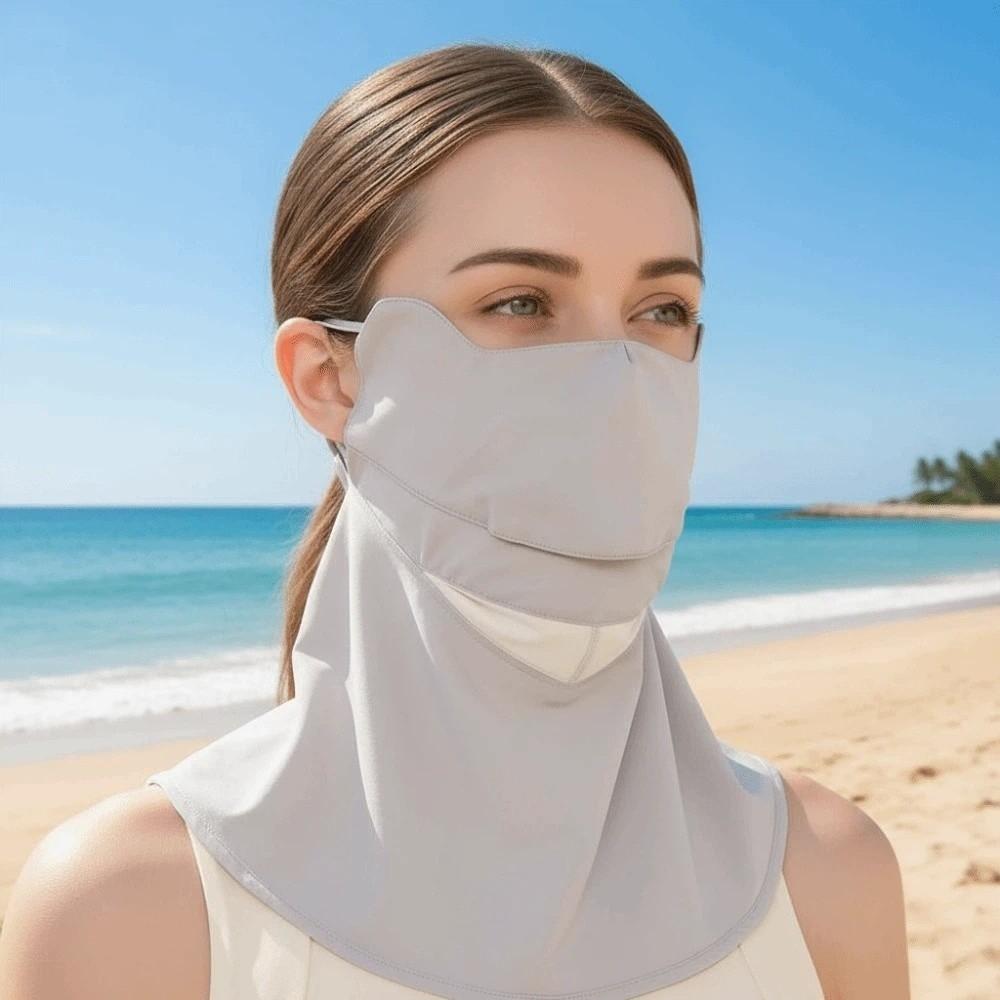 Elastic Face Sun Protection Ice Silk Breathable Sunshade Mask Sunscreen Mask with Shawl  School