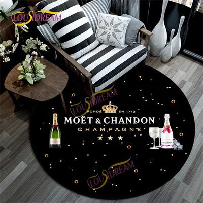 French Champagne Style Soft Play Mat 3D Printed Moet & Chandon Area Round Rug Bedroom Anti-Slip Decorative Pet Yoga Mat Carpet.