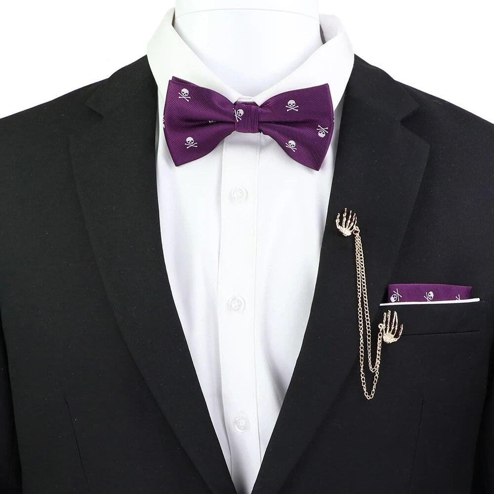 Набір краваток-метеликів, візерунок із зображенням черепа-дракона, чоловіки, платок із метеликами, брошка з китицями, весілля, вечірка на Хелловін,