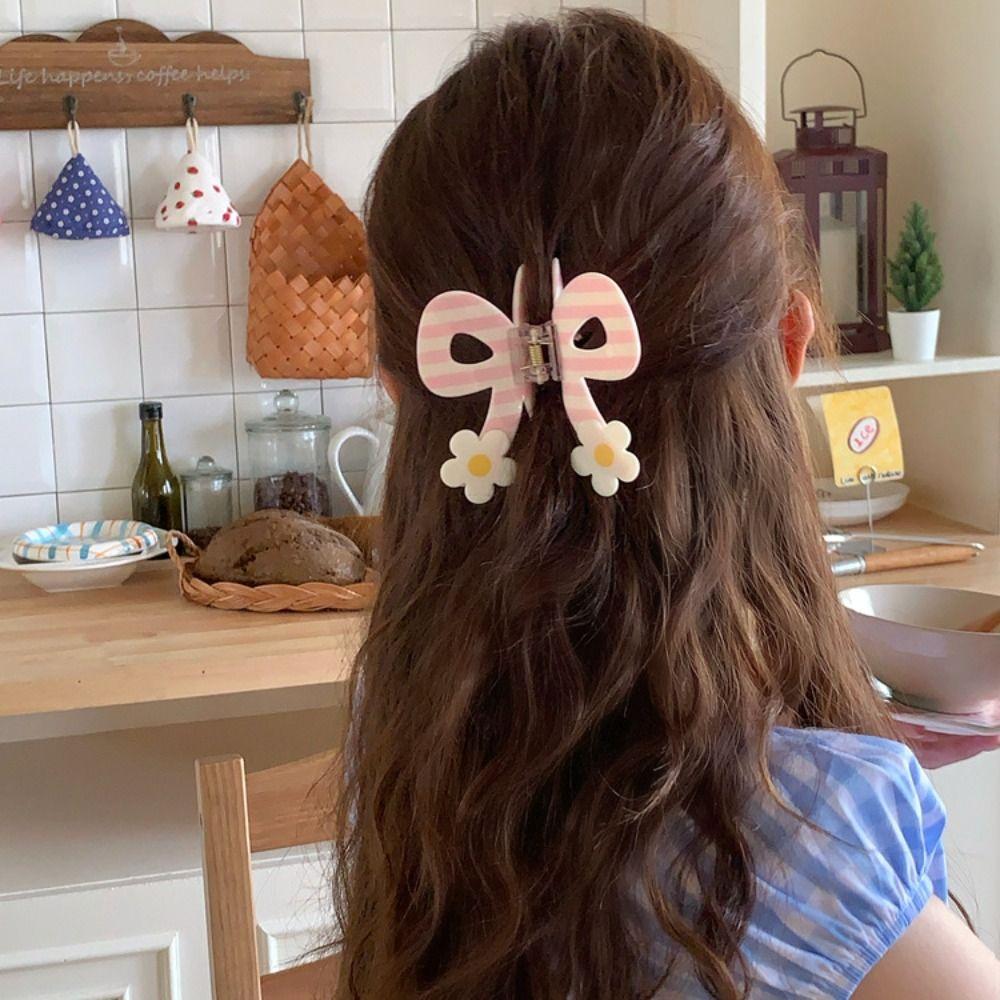 

2pcs Ballet Style Bowknot Hair Claw Flower Shark Clip Cute Butterfly Hair Clip Ladies Style C