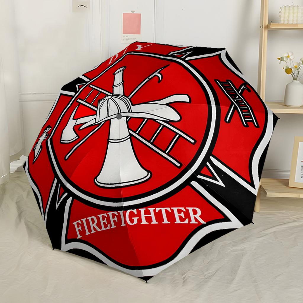 Fire Department Emblem Outdoor Automatic Umbrella Compact 8-Rib Lightweight Lightweight Travel Essential Fashion Lovers Birthday/Christmas Gift