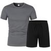 Set Sportivo Casual Estivo a Rapida Asciugatura da Uomo - T-shirt e Pantaloncini Monocolore Traspiranti