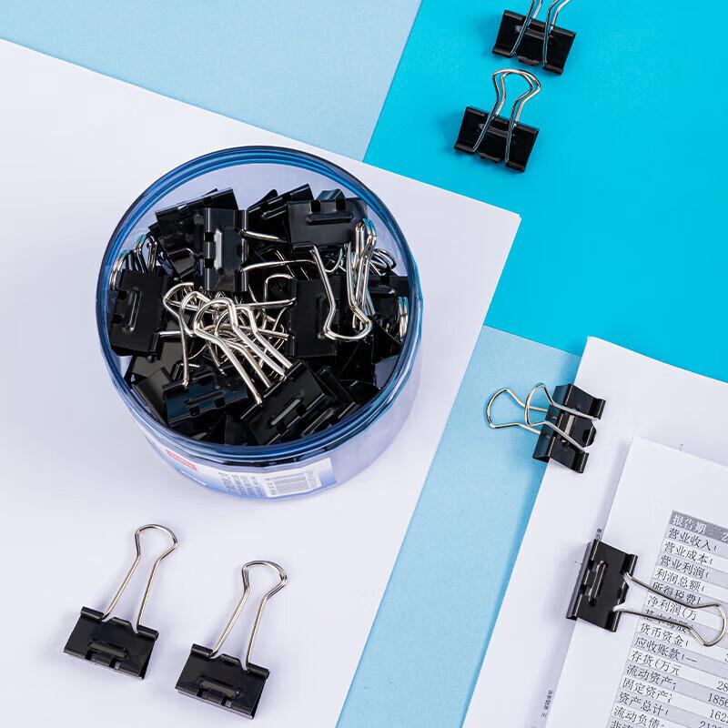 Deli 25mm Black Binder Clips, 48-Pack