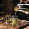 High-Temperature Resistant Glass Tea Cup Set with Wooden Handle