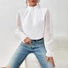 Autumn and Winter Pure Color Half High Collar Symmetrical Folding Stitching Wave Pattern Lotus Leaf Long Sleeve Top