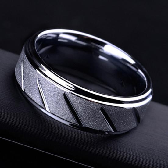 Men Matte Geometric Band Finger Ring Wedding Engagement Jewelry Gift