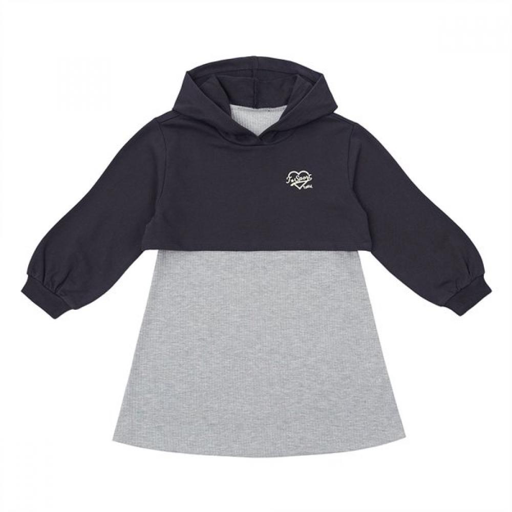 Tiffany Gray Hooded Layered Dress T54kko020 Grey/110