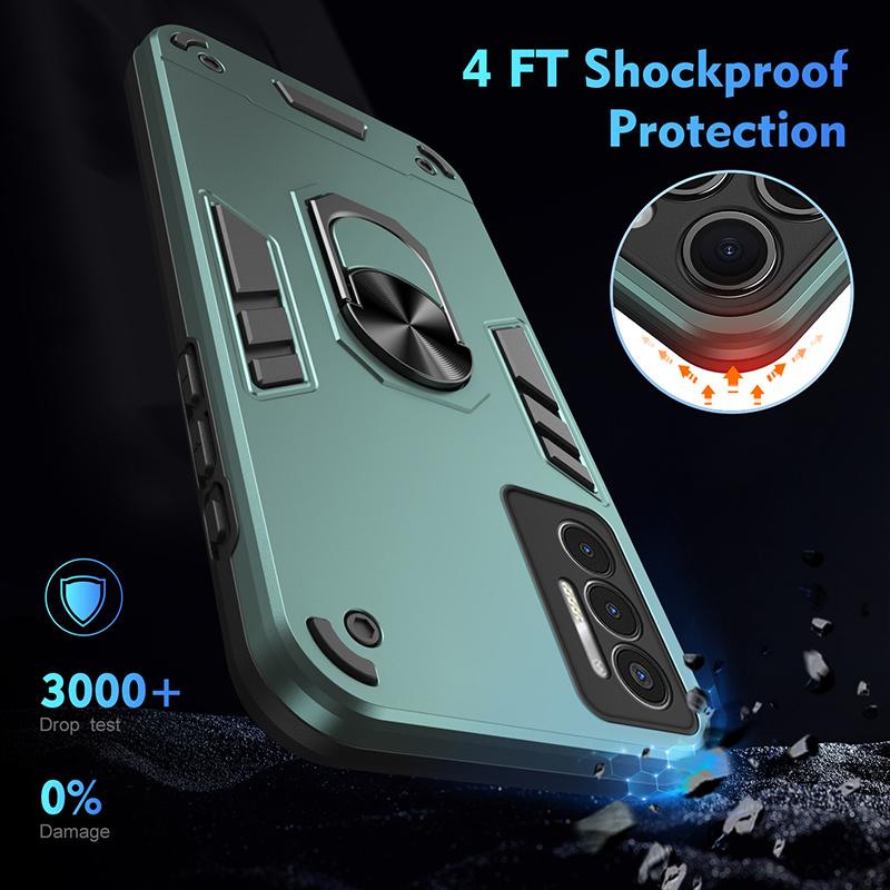 Luxury Armor Shockproof Phone Case For Tecno Pova 3 4 Pro Pova 5 Pro For Tecno Pova 6 Pro Car Magnetic Ring Holder Back Cover