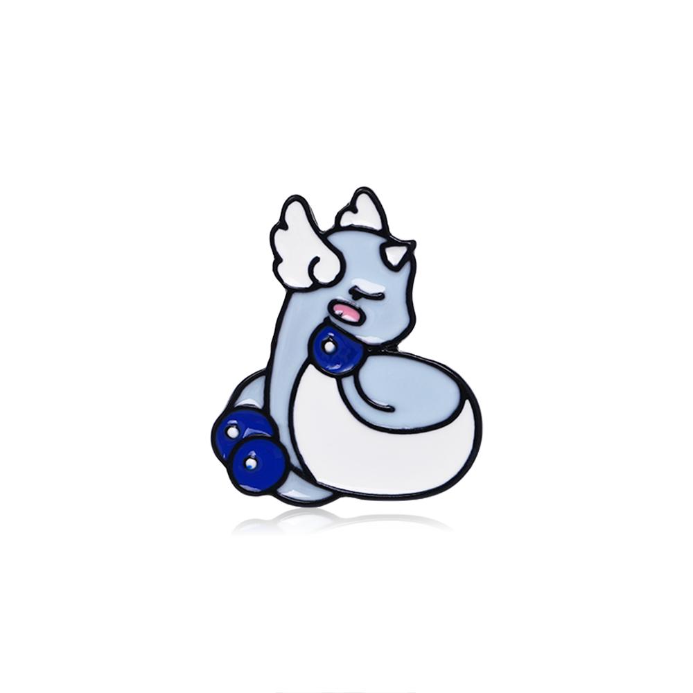 Funny Cartoon Yellow Blue Colors Dragonair Enamel Brooches Cute Anime Dragon Shaped Golden Pins