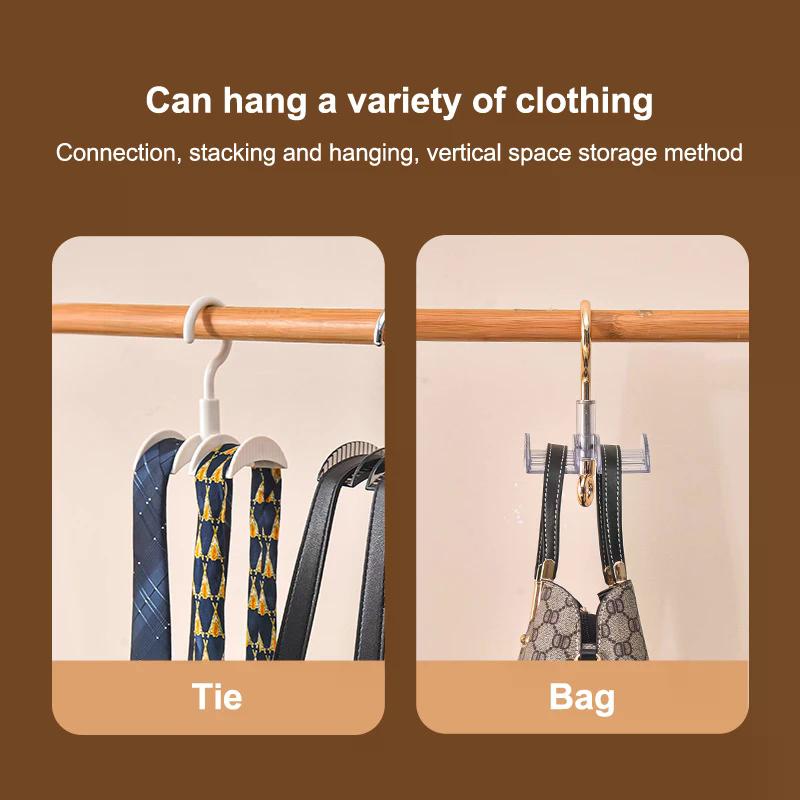 360° Rotating Bag Hook Multifunctional Bag Scarves Hanger Wardrobe Coat Rack No Drilling Required Home Storage Hangers