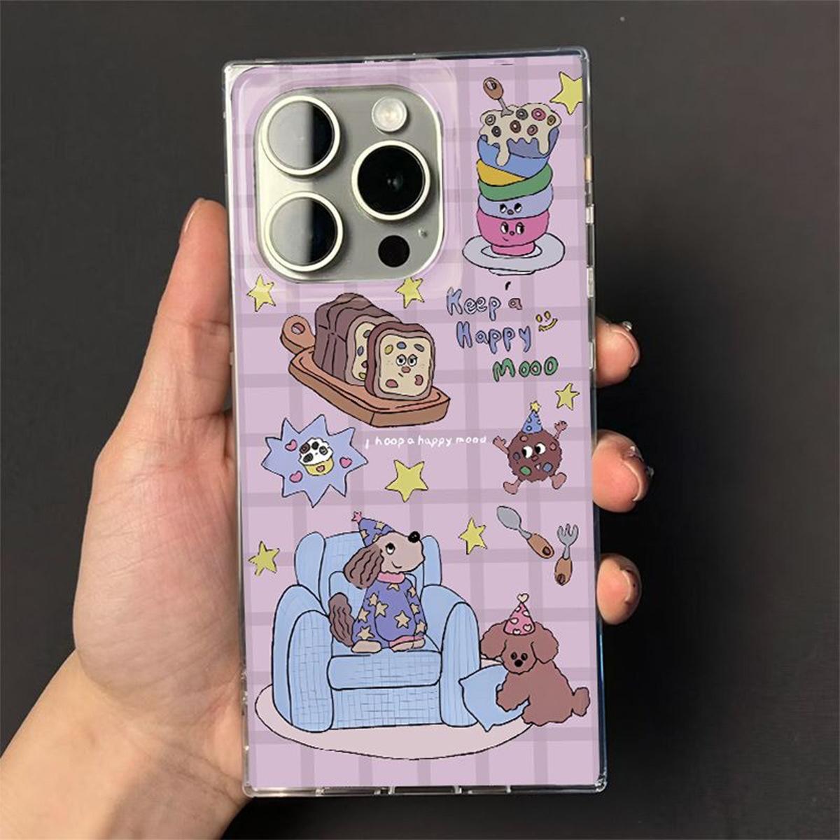 

Four Corners Anti-fall Phone Case Silicone TPU New Ice Crystal Square Phone Case Women for Apple Phone Protective Case Premium For iPhone 17PROMAX