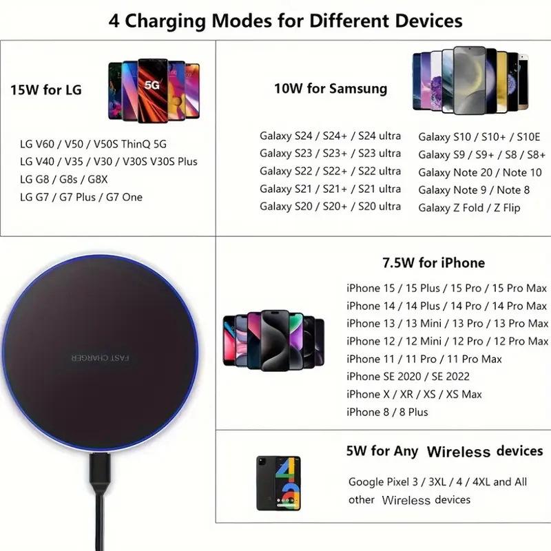 15W runder Qi-Wireless-Charger für Apple & Samsung Handys
