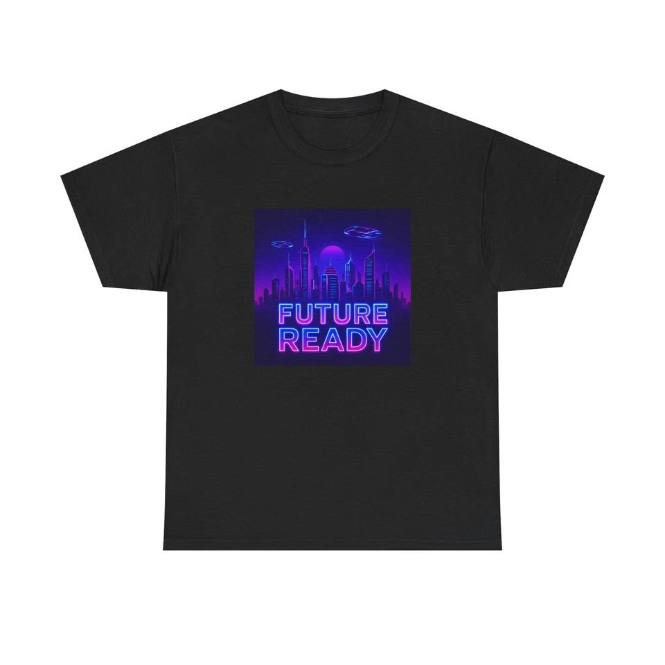 Unisex Adult T Shirt Future Ready Neon City Skyline Sci-Fi XL
