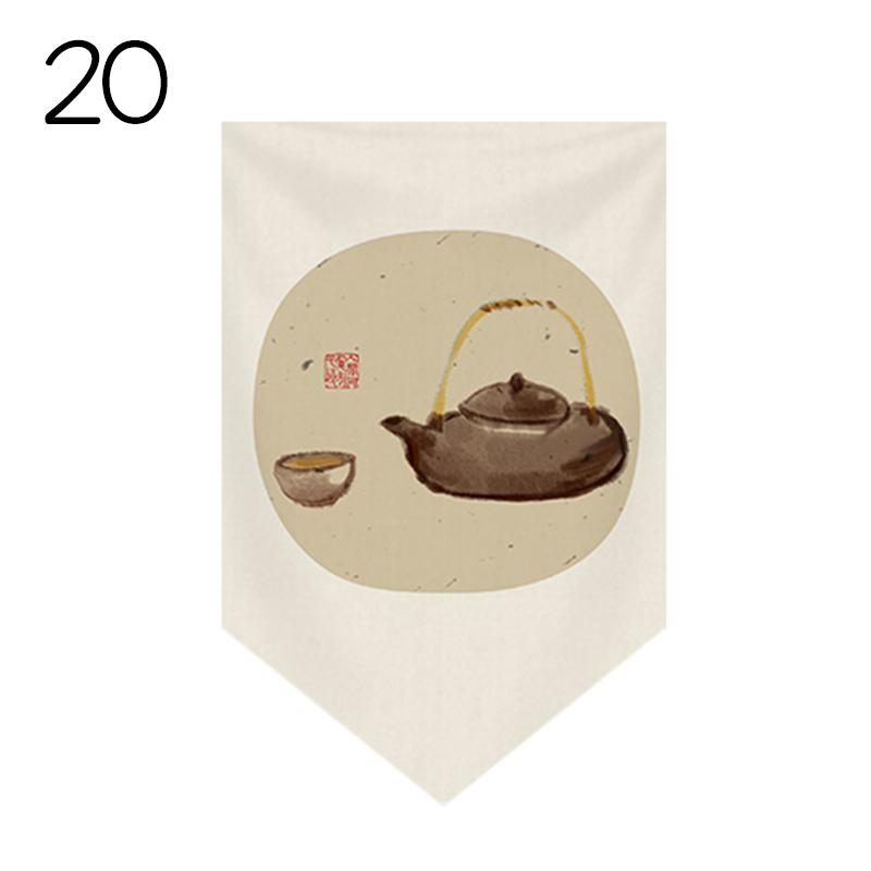 Japanese Tea Room Partition Door Head Curtain Signboard Chinese Style Hanging Short Curtain Restaurant Teahouse Decor Pennant