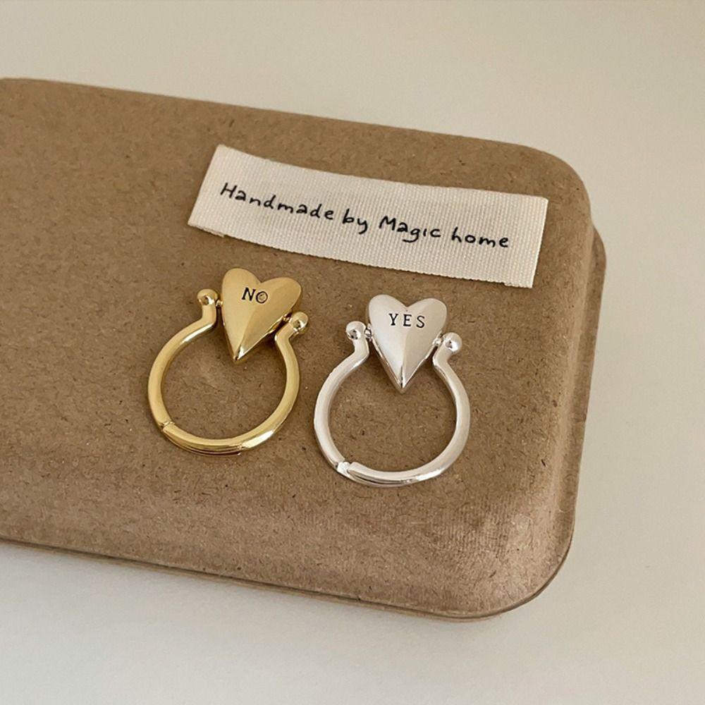 Glossy Surface Heart Ring Personality Vintage Jewelry Gift Fashion Finger Charm  For Women