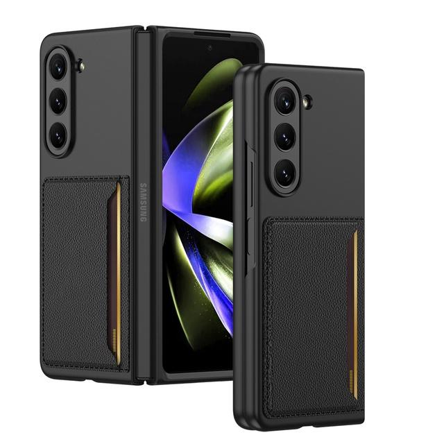 Husă din plastic GKK ultra-subțire, rezistentă la șocuri, pentru Samsung Galaxy Z Fold 5 5G Geanta din piele din spate pentru carduri Husă de protecție rigidă