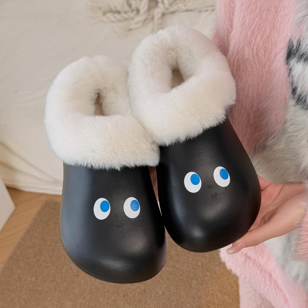 Cute little eyes EVA cotton slippers women's winter models fleece thickened lightweight and comfortable cotton slippers women's models