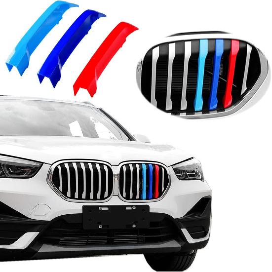 Tricolored Grille ert Trims Compatible with BMW 2016- X1 Accessories for Sport 8-Beams Kidney Grille