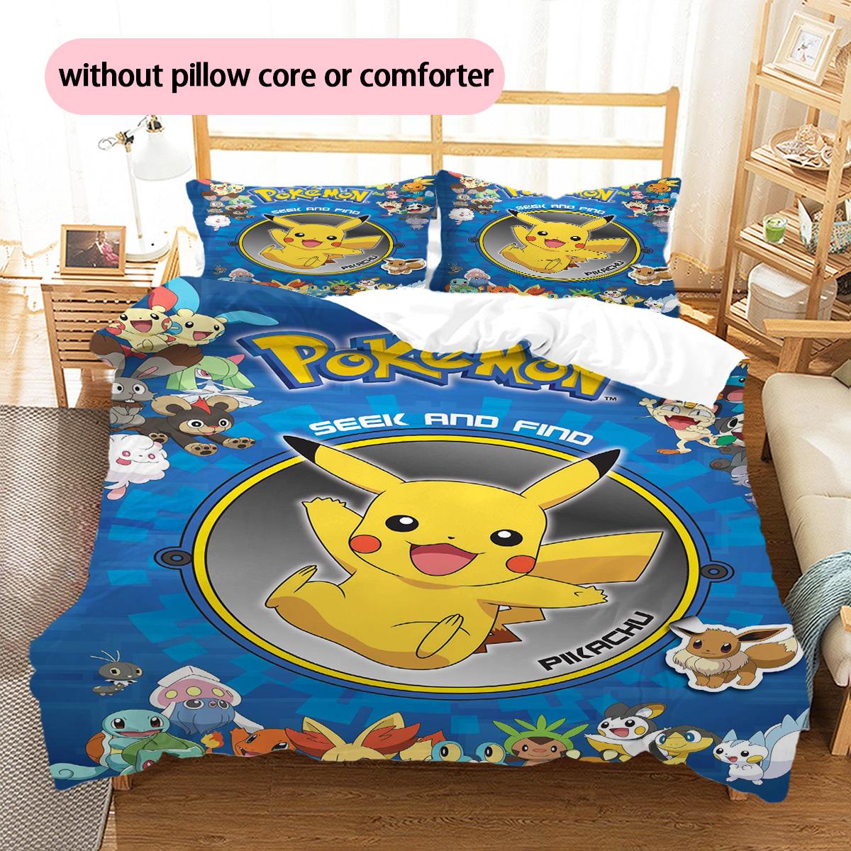 

Pokémon Pikachu Eevee Pattern Bedding Home Decoration Birthday Gift (1 * duvet cover + 2 * pillowcase, without core) 135x200cm