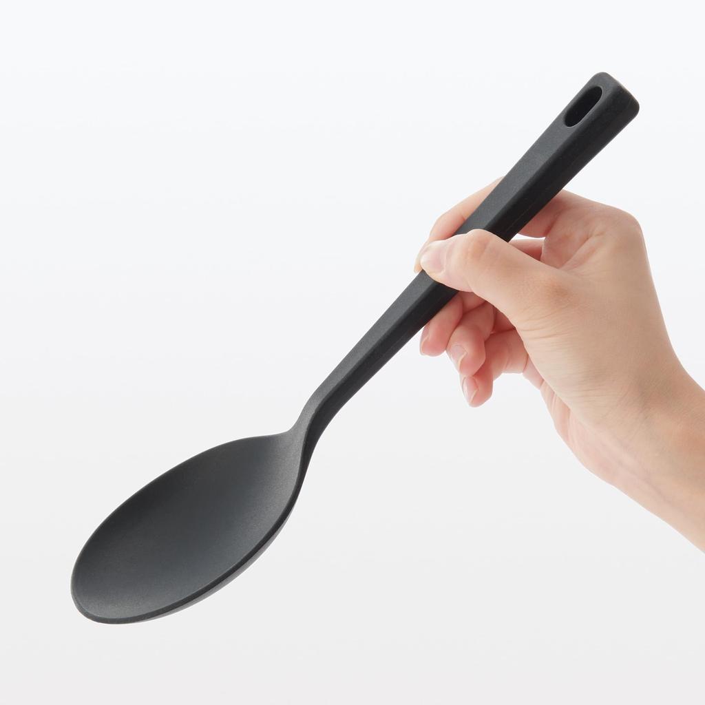 MUJI Silicone Cooking 26cm 84376412 Spoon, Black, Approx. Long,