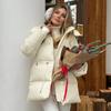 Hooded Medium and Long Cotton Clothes Jacket Women's Winter New Drawstring Waist Thin Cotton Clothes Women