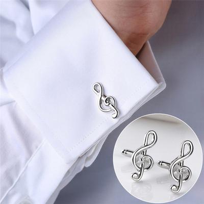 Male Cufflinks Silver Plated Music Notation Shape Alloy Fashion Men Cufflinks for Party