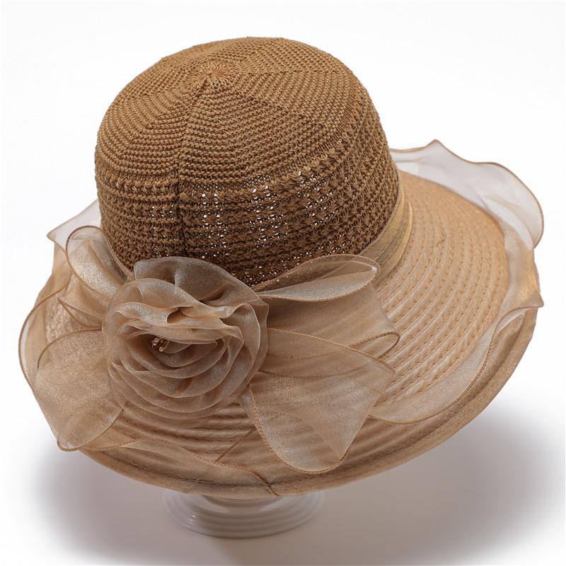 Frühlings- und Sommer-Organza-Hut Sonnenhut Damen Sonnenschutz Eimerhut UV-Schutz Blumen-Sonnenhut
