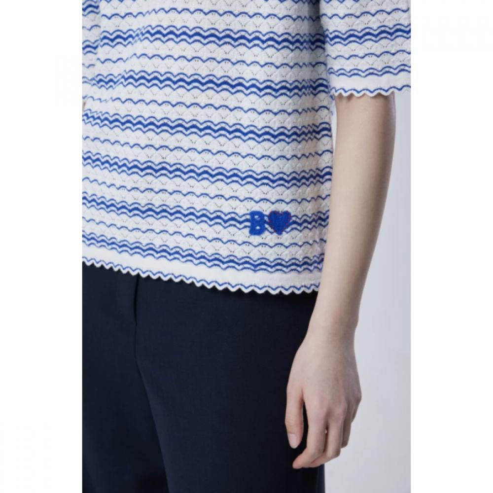 Benetton Women Scallop Line Short Sleeve Knit Bakp62631