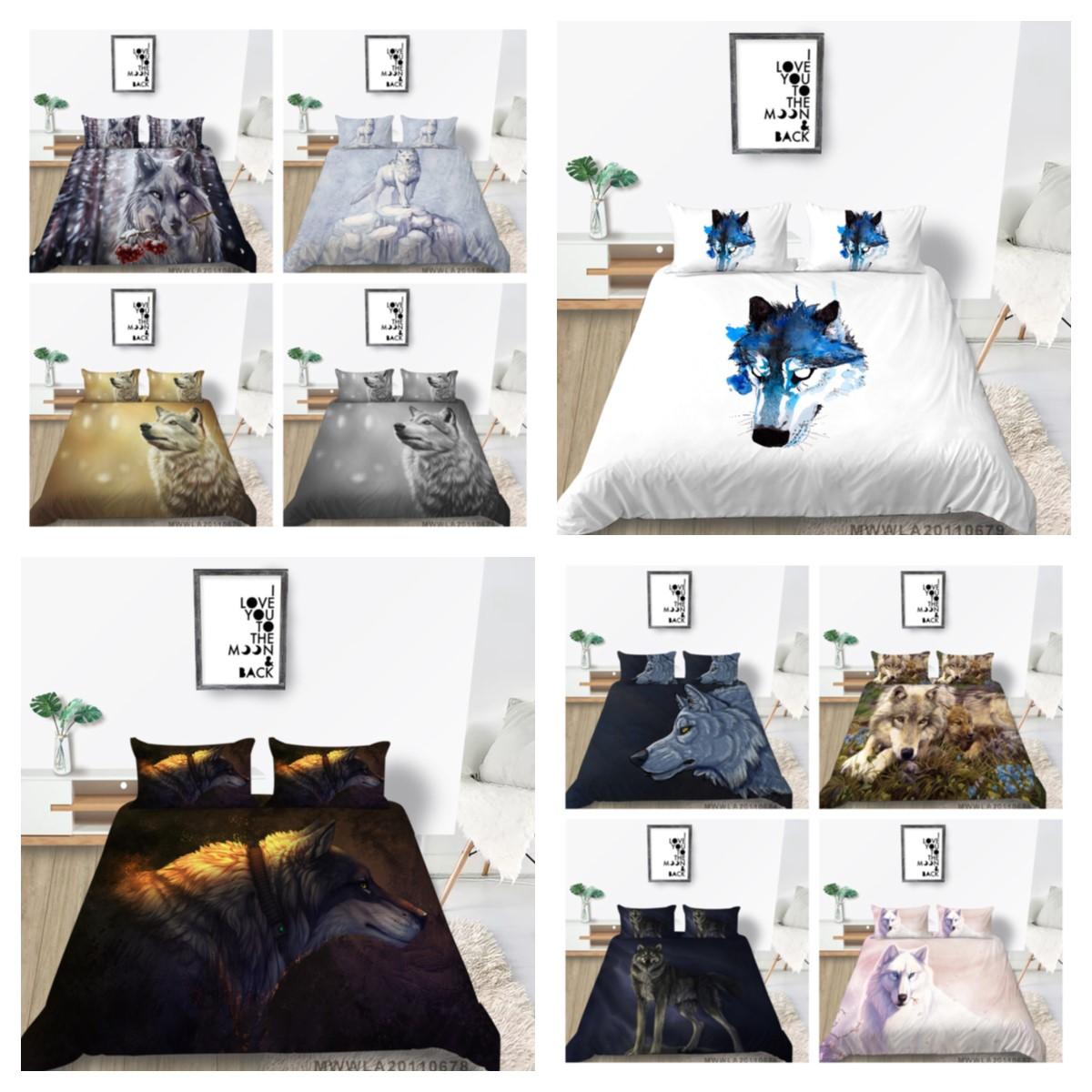 

2023 Новый стиль Горячая распродажа Стильный комплект одеяла Постельное белье Костюм с наволочкой Пододеяльник Комплект пододеяльников 3D Wolf Printed King Size Bed Cover Sets