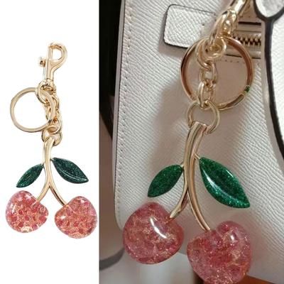 Stylish Cherry Pendnat Keychain Bag Charm Eye Catching Cherry Keychain Accessory Fashionable Hangings Decoration