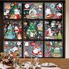 9Pcs/Set Christmas Stickers Self-adhesive Glass Film Snowman Elk Santa Claus Xmas Tree Patterns Removable