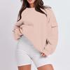 Women's Fashion Casual Solid Color Autumn And Winter Loose Round Neck With Pocket Pullover Sweatshirt Top