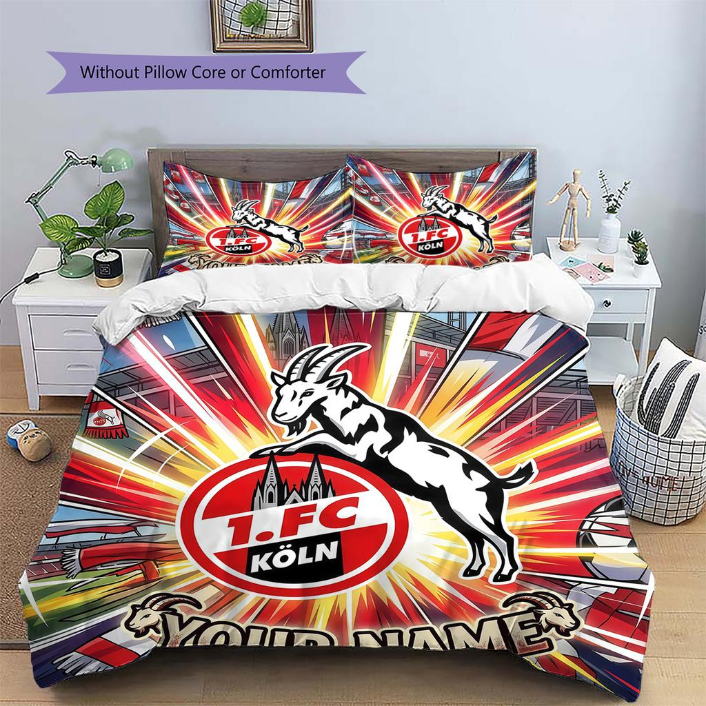 Custom Name 1.FC Köln Pattern Bedding Quilt Set Home Decoration Gift (1 * duvet cover + 2 * pillowcase without core)