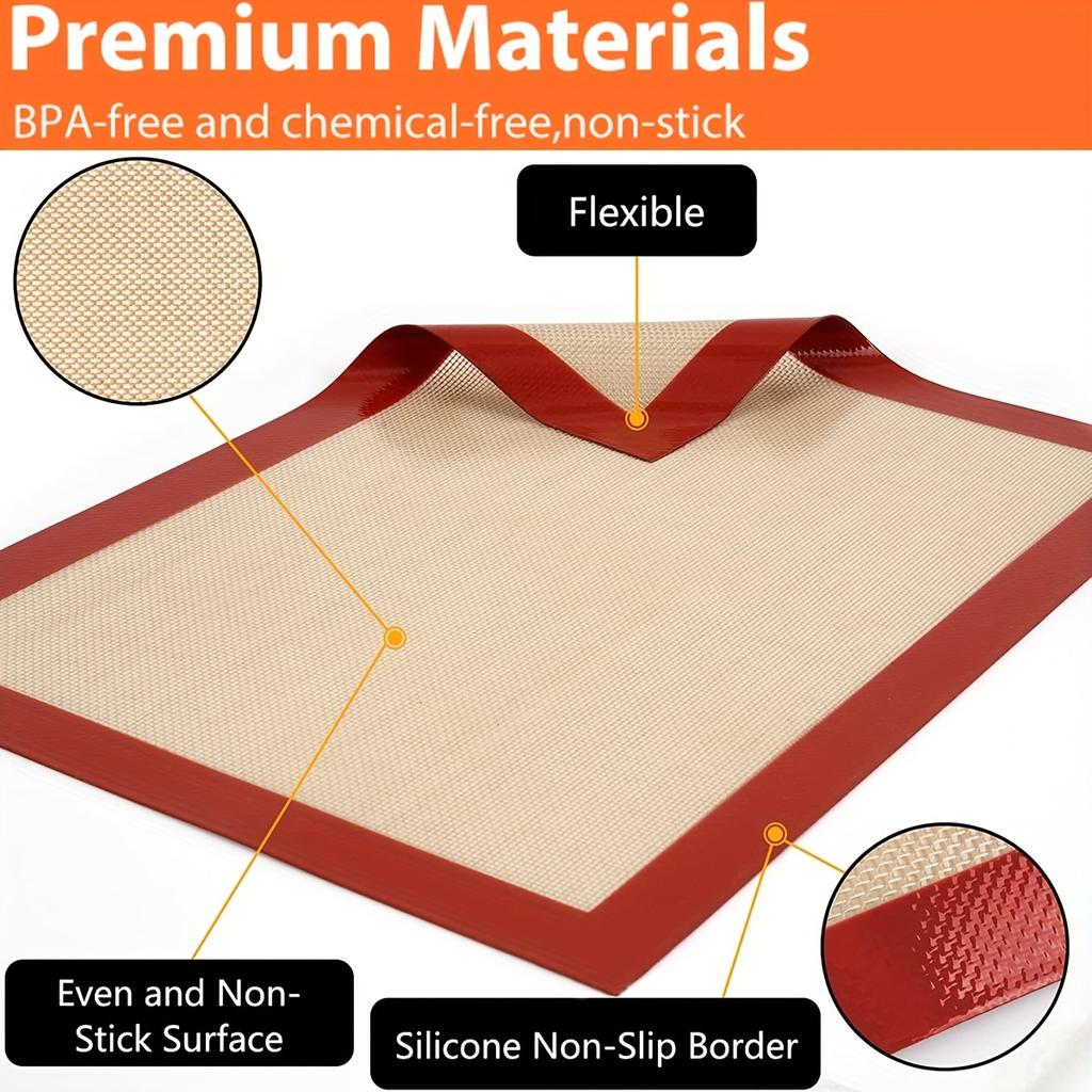 2 Stück, Silikon Backmatten, Wiederverwendbare Backmatten, Hitzebeständige Antihaft-Ofenauskleidungsfolie, Kuchenformmatte, Küchenzubehör, Haushaltsküchenartikel
