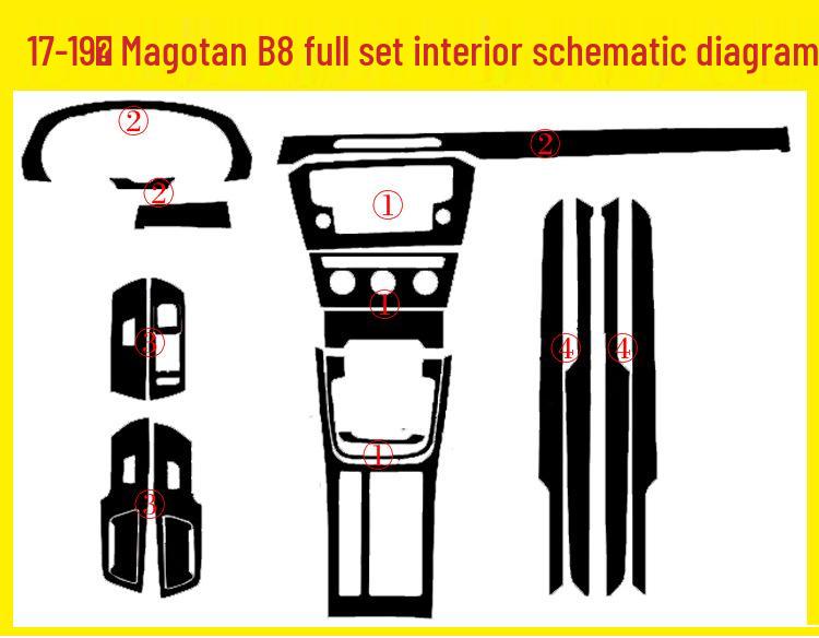 17-19 Neuer Magotan B8L Innenraum Kohlefaser Konsolenaufkleber