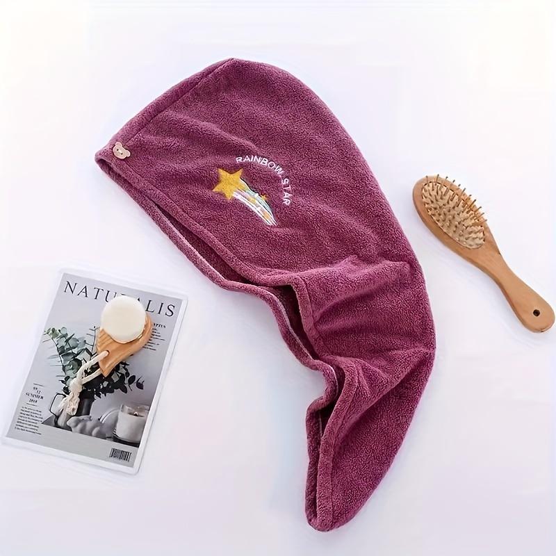 1pc Women'S Super Absorbent Quick-Dry Hair Towel Cap with Cute Cartoon Embroidery Design - Lightweight, Fabric Coral Fleece Perfect for Bathing