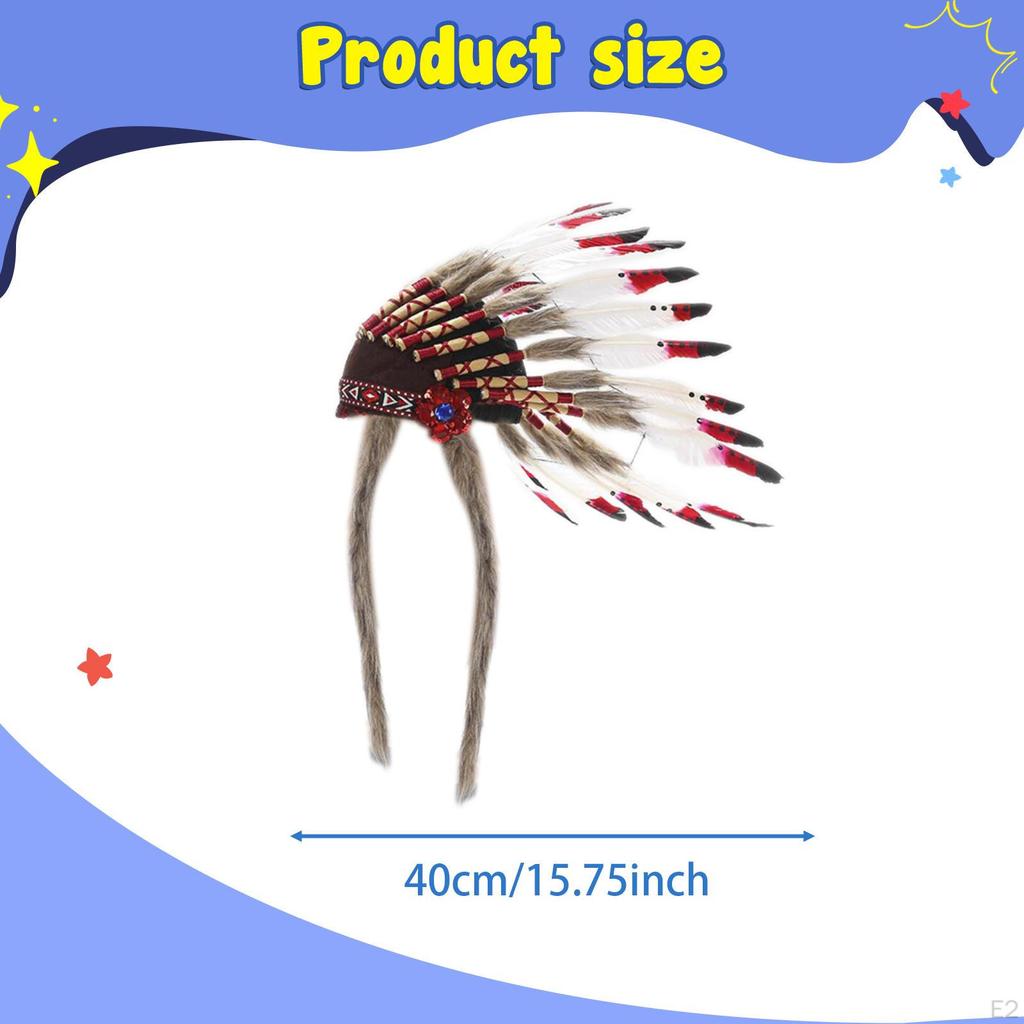 Hodeplagg med kunstige fjær Håndverk for voksne Native American-fest