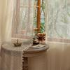140m Lace Window Screening Hollow Lace Tassels Curtain Voile Tulle Curtains  Home Decor