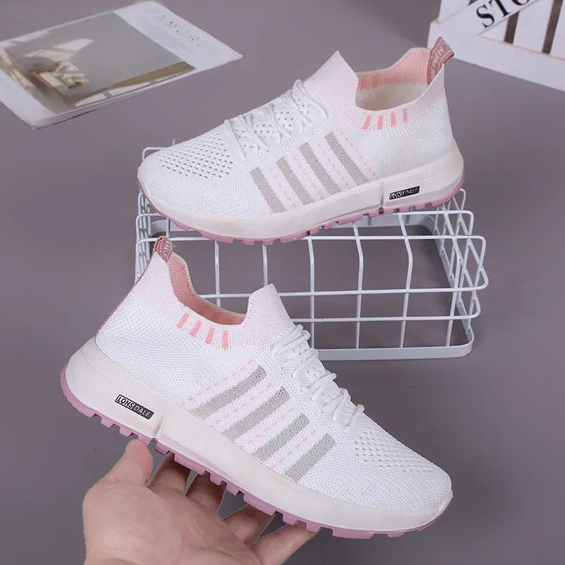 New women's shoes spring and autumn versatile breathable flying weaving women's comfortable casual shoes women's sports shoes running casual