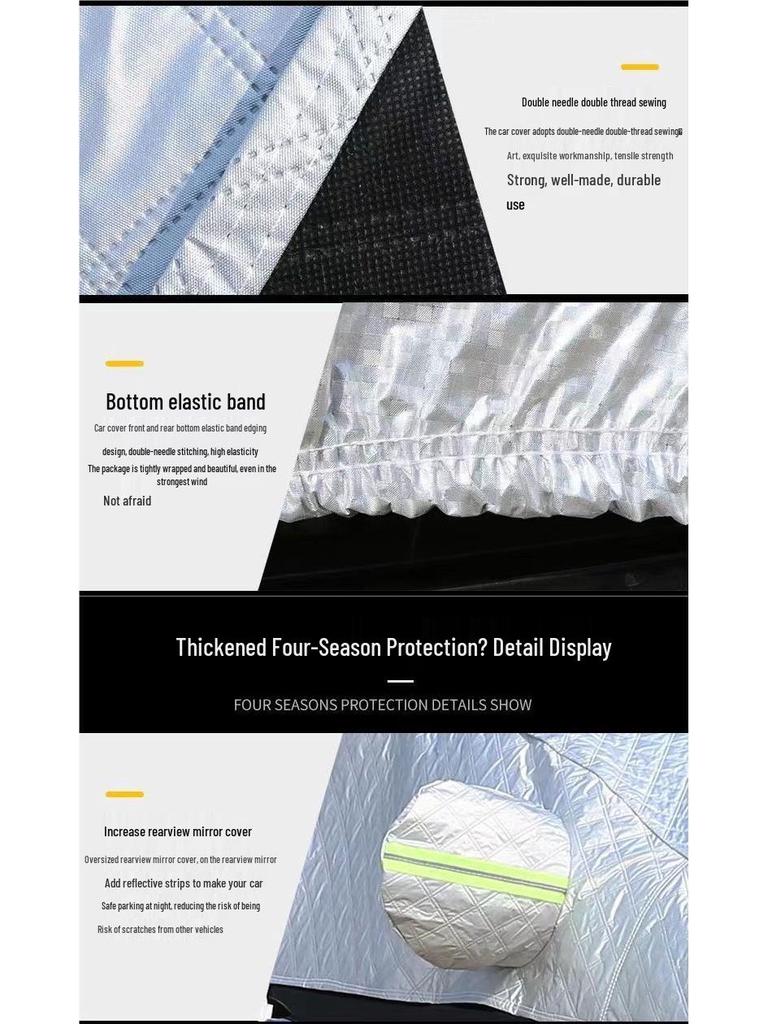 Halbe Autoabdeckung: Sonnen-, Schnee- und Frostschutz mit Regenschutz und Wärmeisolierung, dicke Fleece-Baumwolle.