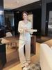 Spring new ice silk long-sleeved pajamas women's high-end French sweet lace thin loungewear suit can be worn outside