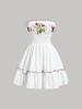 Retro Blumen-Patchwork-Tube-Top-Minikleid mit Rüschensaum für Sommer-Strandmode