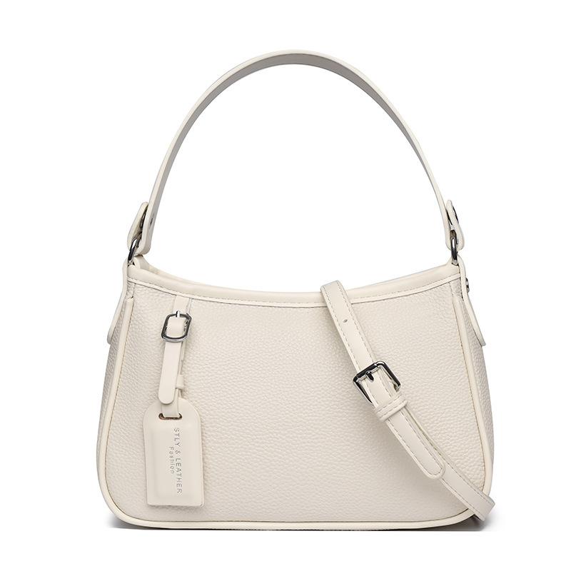 

Сумка из натуральной кожи Простая сумка для поездок под мышкой Нишевая высококлассная сумка через плечо для женщин бежевый