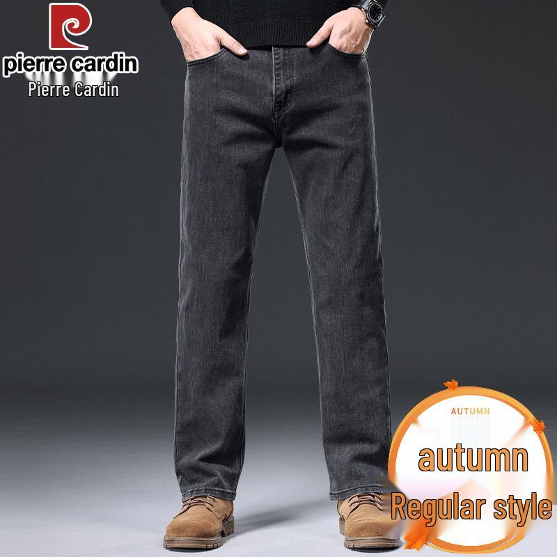 Pierre Cardin Men's Loose Straight Autumn/Winter Thick Denim Jeans