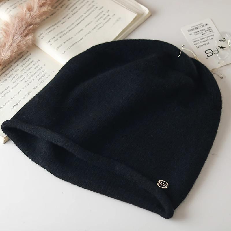 

Pure Wool Warm Knitted Cap for Women s Autumn and Winter New Face Enhancing Small Pile Cap Warm Ear Protecting Fashionable Postpartum Cap