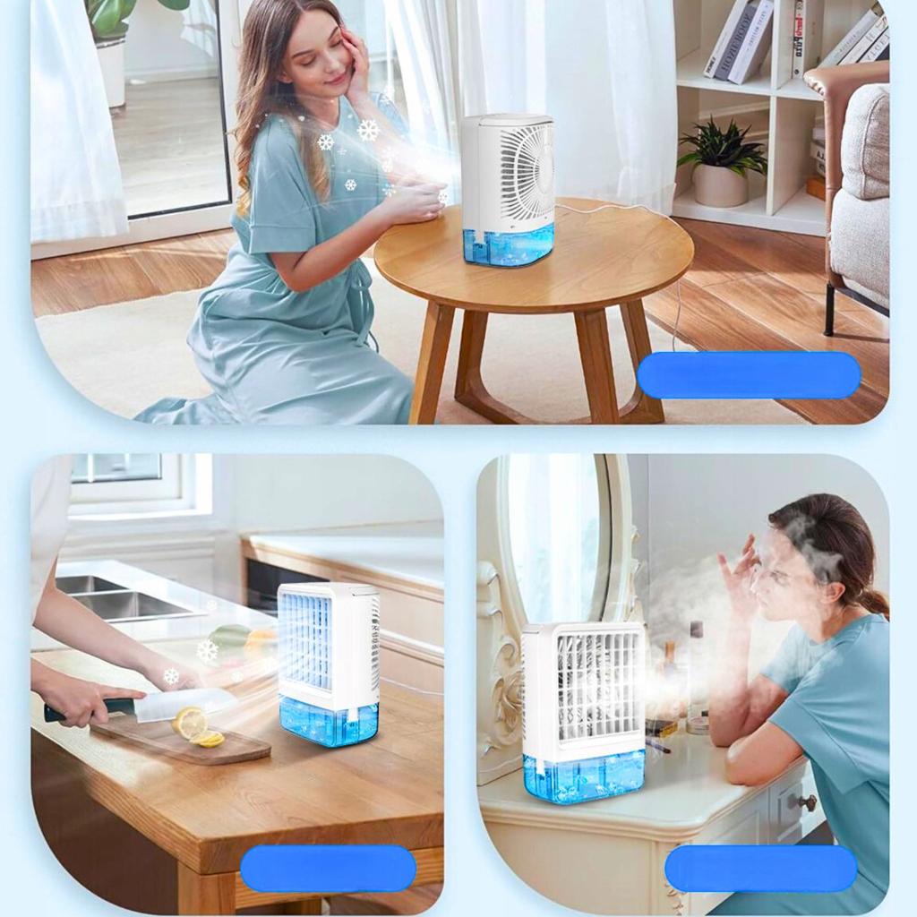 Mini Air Conditioner Desk Fan Quiet Water Cooler 800Ml Led